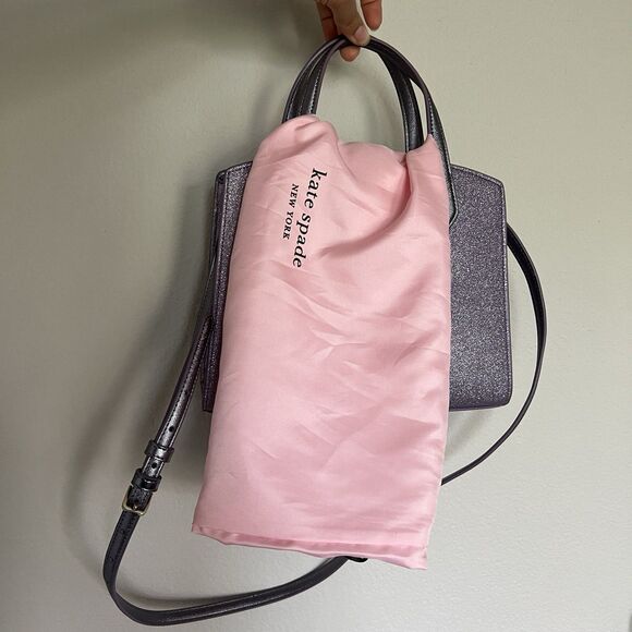 Kate Spade Lilac Frost Tinsel Glitter Fabric Satchel Crossbody Bag K9337 - Picture 3 of 6